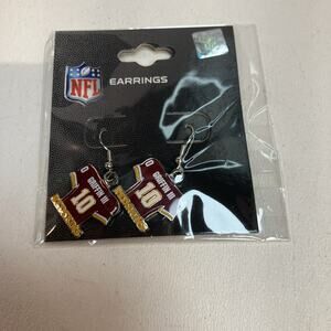 NFL Griffin Redskins Pierced Earrings Enamel Silver tone Dangle 3/4"